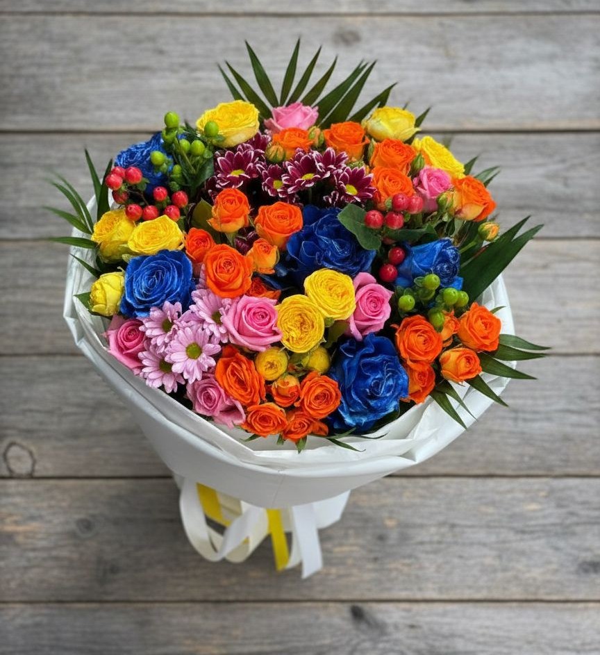 Букет цветов из: Розы и Хризантемы в Лузино