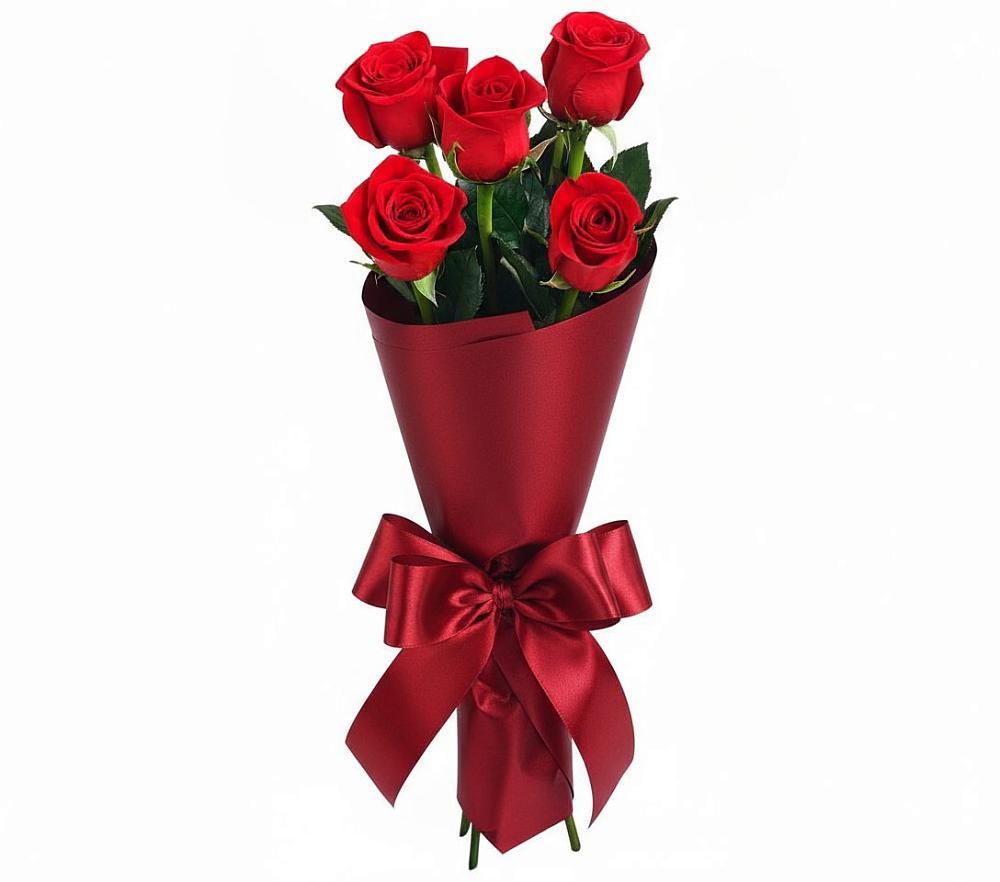 Букет 5 Красных роз Эдлесс Лав в Лузино