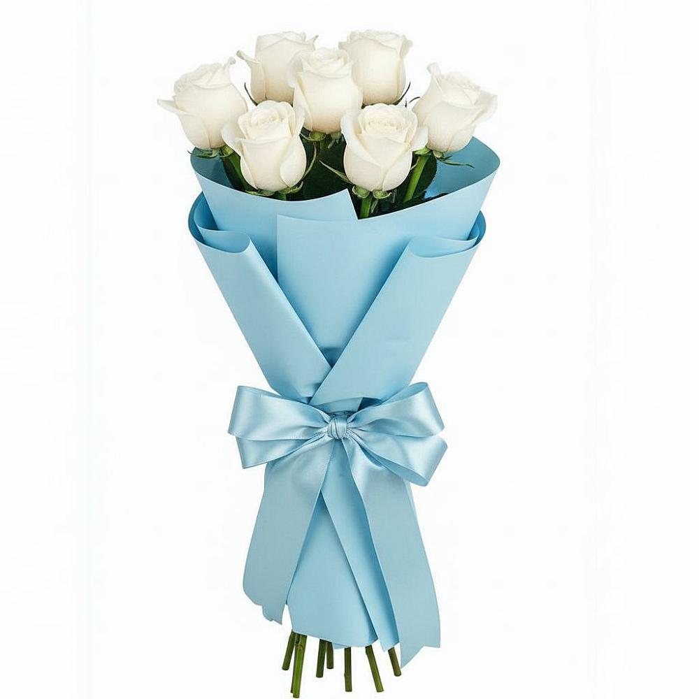 Букет 7 белых роз Проуд в Лузино