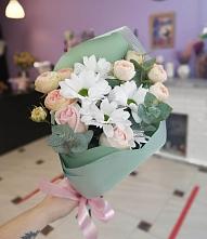 Букет цветов из:  Хризантемы и Розы #REPLACE_PRED# Лузино