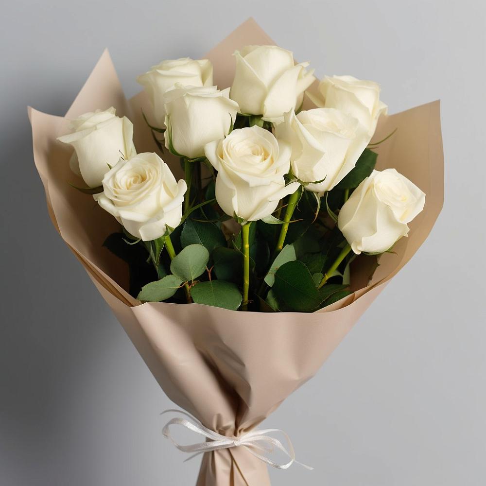 Букет 9 Белых роз Эдлесс Лав в Лузино