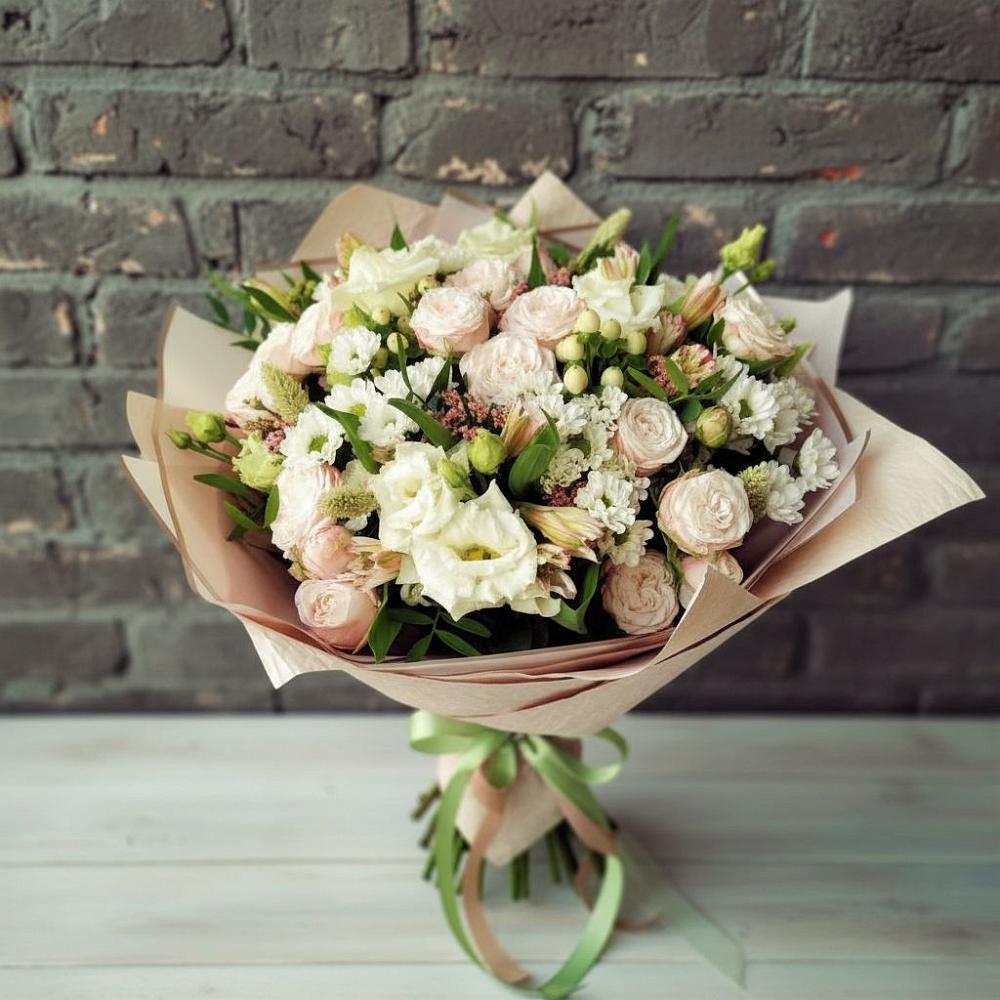 Букет цветов из: Альстромерии, Розы и Хризантемы в Лузино