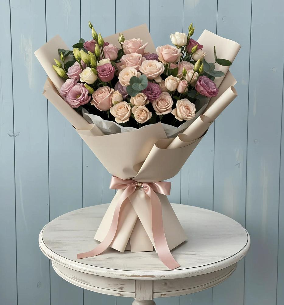 Букет цветов из: Розы и Лизиантусы в Лузино