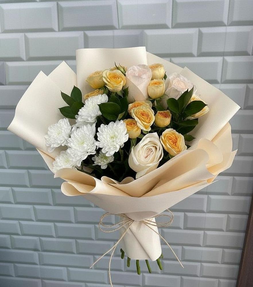 Букет цветов из: Розы и Хризантемы в Лузино