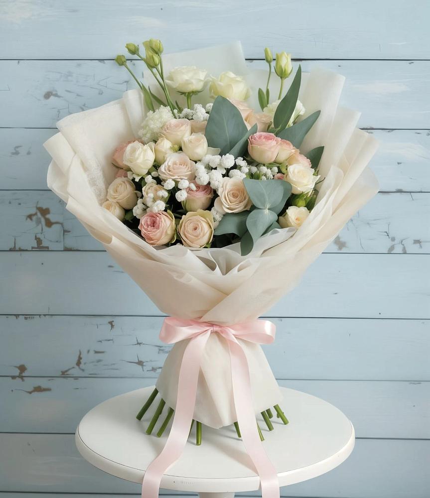 Букет цветов из: Розы и Лизиантусы в Лузино