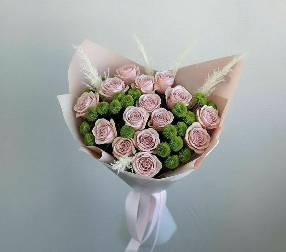 Букет цветов из: Розы и Хризантемы в Лузино