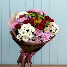Букет цветов из:  Розы, Хризантемы и Альстромерии в Лузино