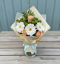Букет цветов из:  Герберы, Розы и Хризантемы #REPLACE_PRED# Лузино