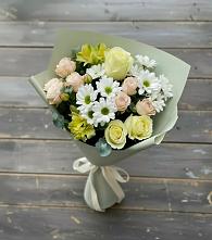 Букет цветов из:  Альстромерии, Розы и Хризантемы в Лузино