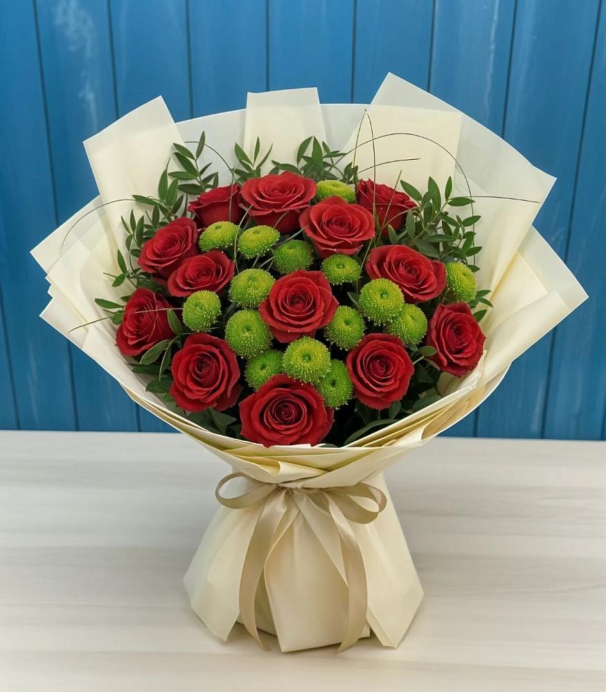 Букет цветов из: Розы и Хризантемы в Лузино